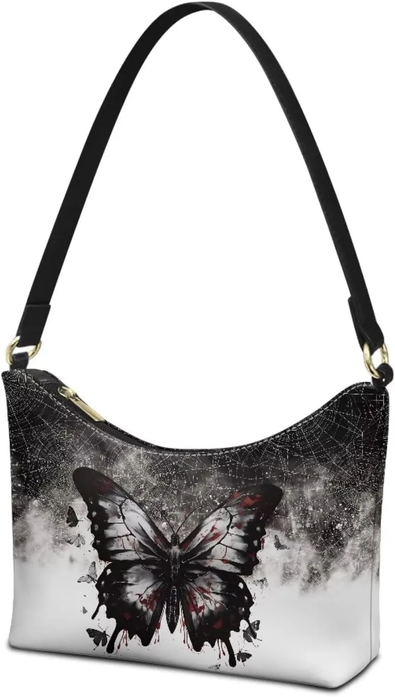 BLeather Underarm Bag for Women Shoulder Handbag with Zipper Fashion Travel Purse
