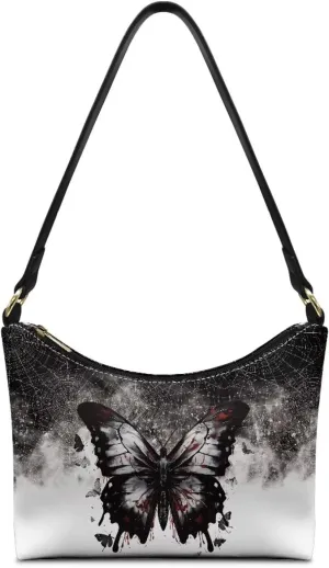 BLeather Underarm Bag for Women Shoulder Handbag with Zipper Fashion Travel Purse
