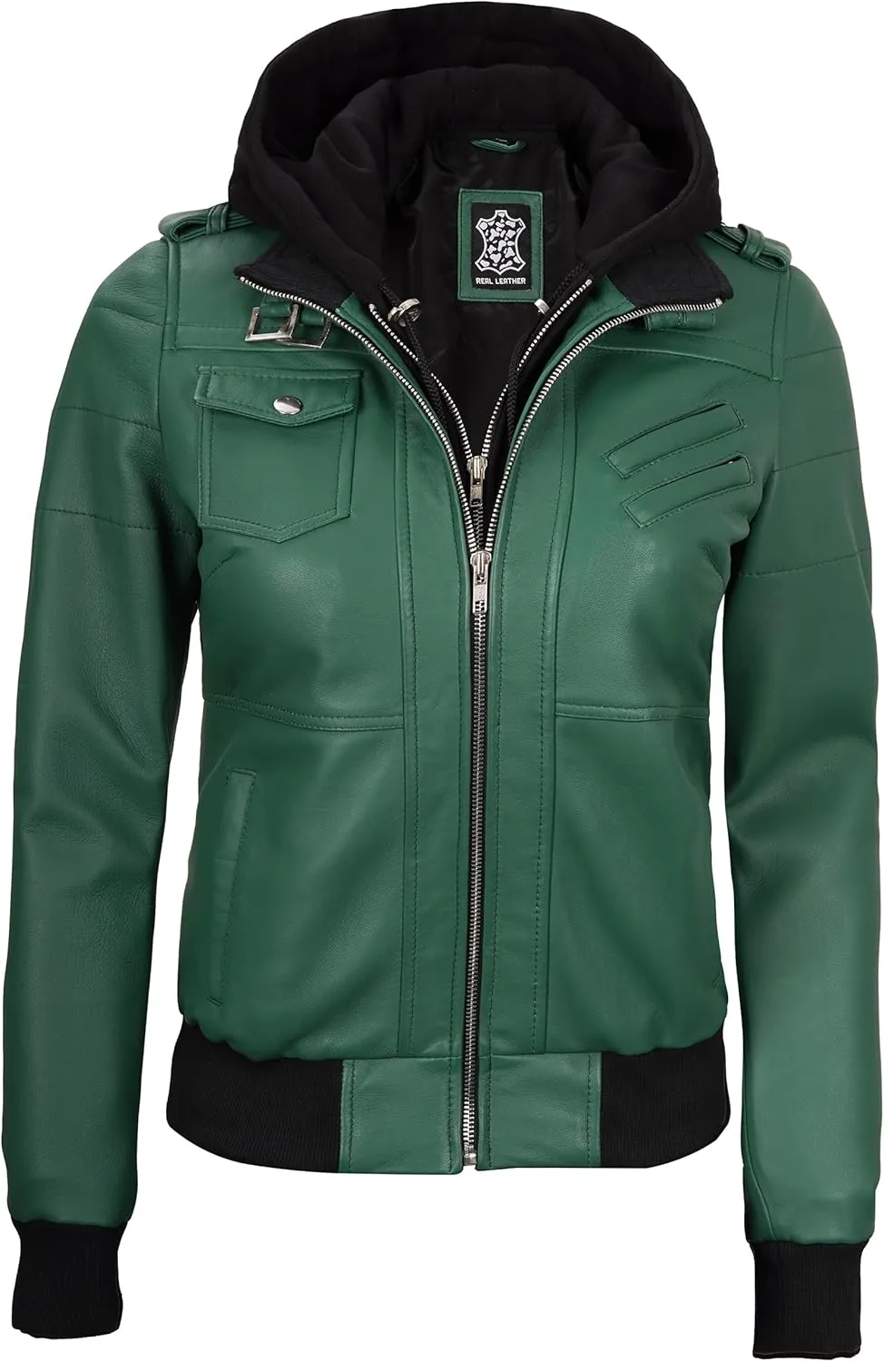 Blingsoul Leather Jacket Women - Real Lambskin Womens Leather Jackets With hood