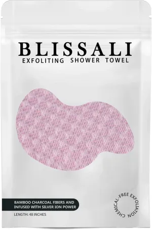 BLISSAL Exfoliating Shower Towel 48",Premium Scrub Wash Cloth for Body Face, Exfoliating Washcloth for Men and Woman(Pink)