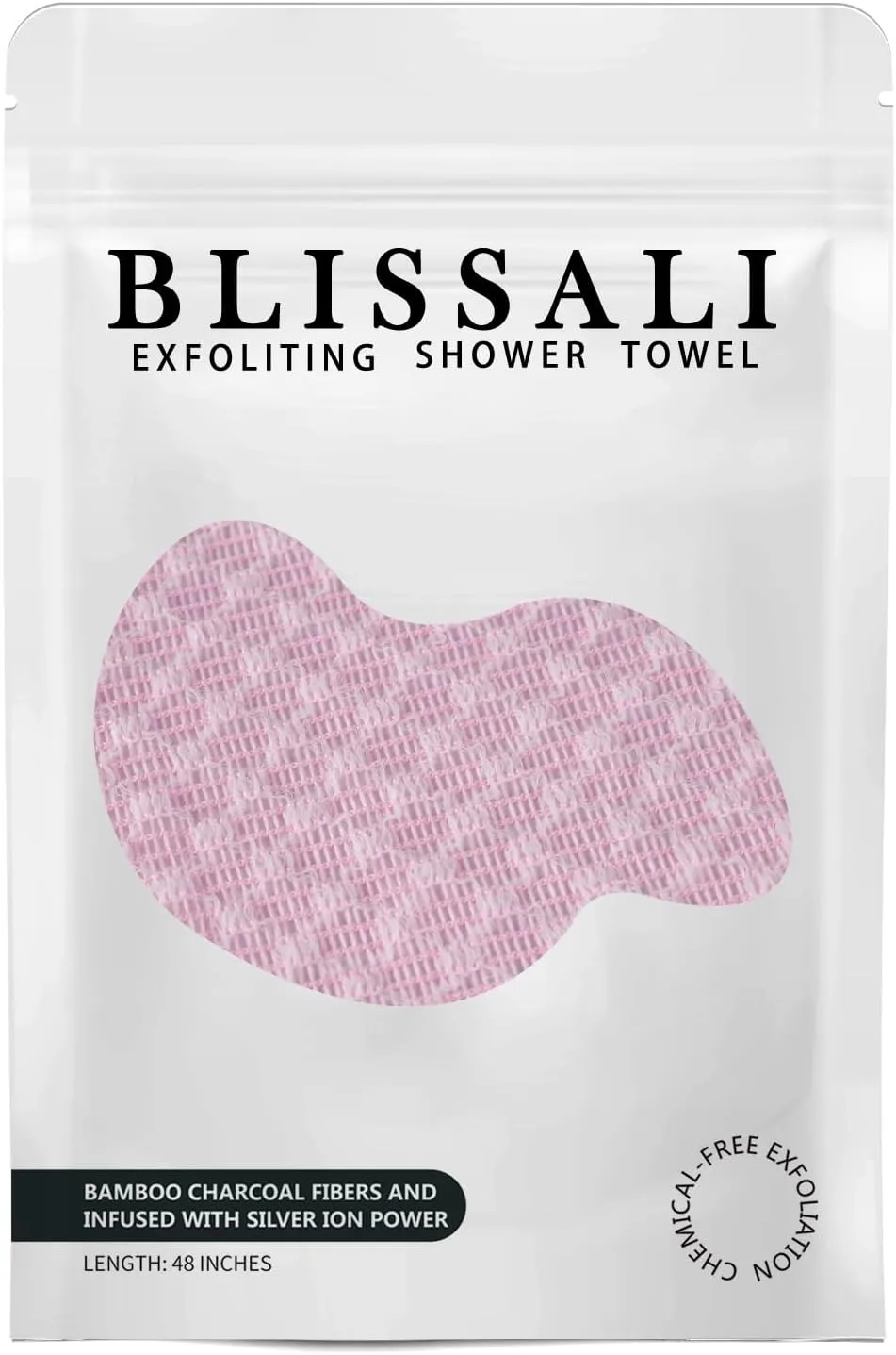 BLISSAL Exfoliating Shower Towel 48",Premium Scrub Wash Cloth for Body Face, Exfoliating Washcloth for Men and Woman(Pink)