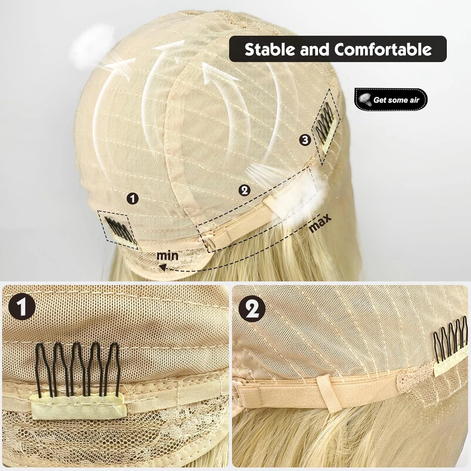 Blonde wig For Women Synthetic Hair Long Straight Wigs Free Wig Cap 24 Inches