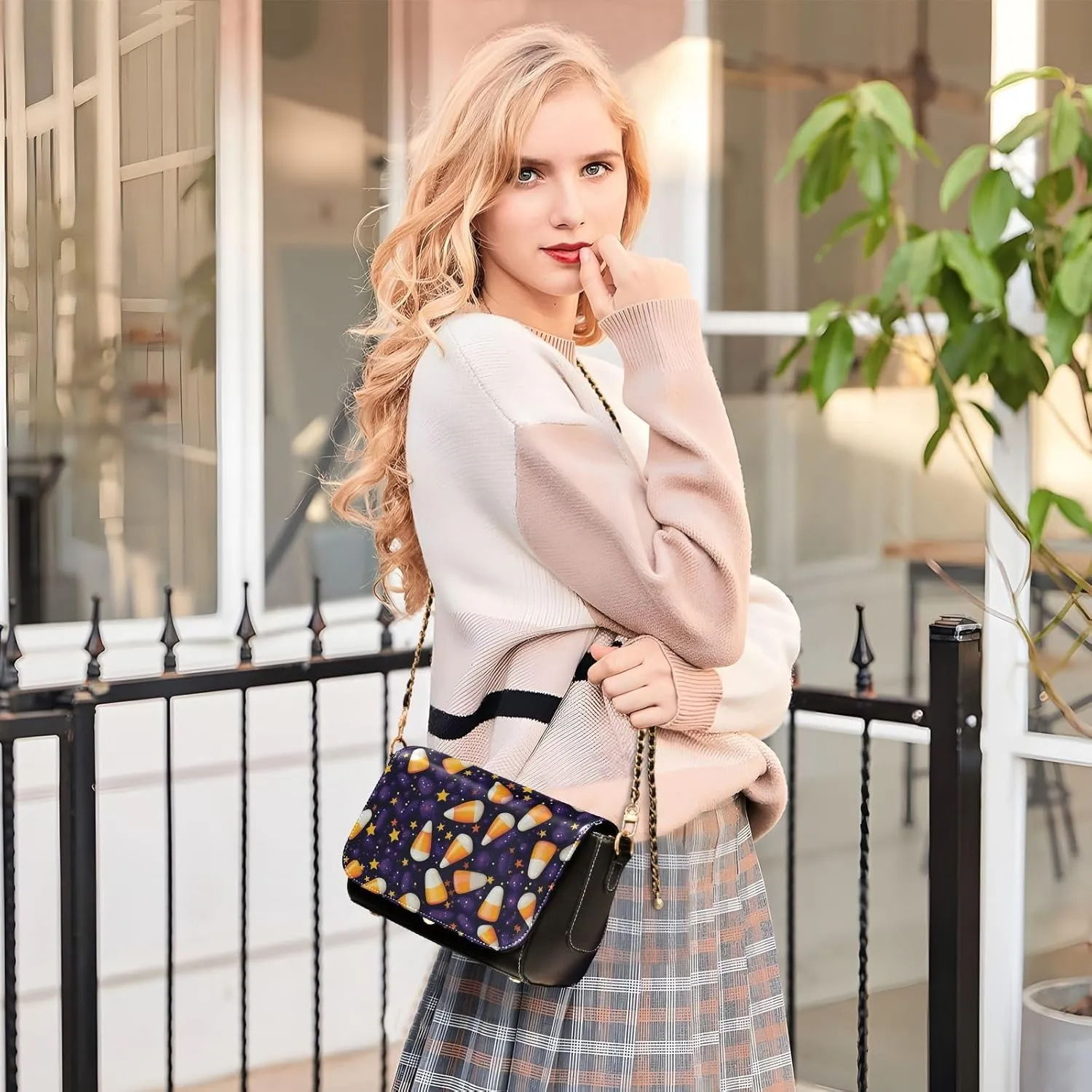 Blue Butterfly Flying in the Sky Leather Crossbody Purses for Women Trendy, Womens Medium Size Shoulder Bags