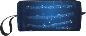 Blue Musical Notes print Cosmetic Makeup Bags Pouch with Zipper Makeup Bag Travel Cosmetic Bags,Travel Toiletry Case