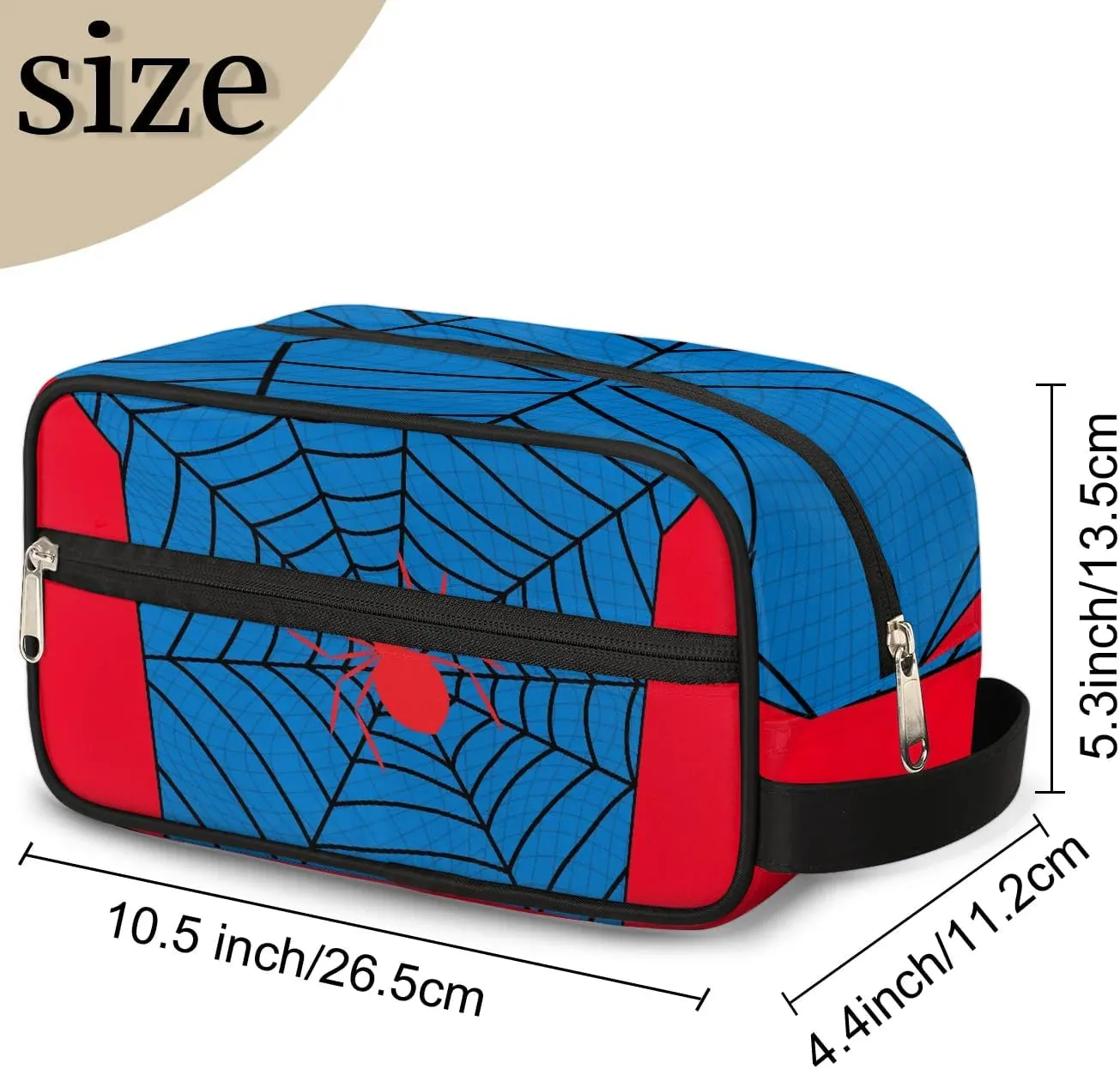 Blue Spider Web Boys Travel Toiletry Bag, Kids Waterproof Hanging Dopp Kit, Wash Bag with Large Capacity for Travel, Sports, Shower