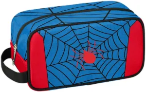 Blue Spider Web Boys Travel Toiletry Bag, Kids Waterproof Hanging Dopp Kit, Wash Bag with Large Capacity for Travel, Sports, Shower