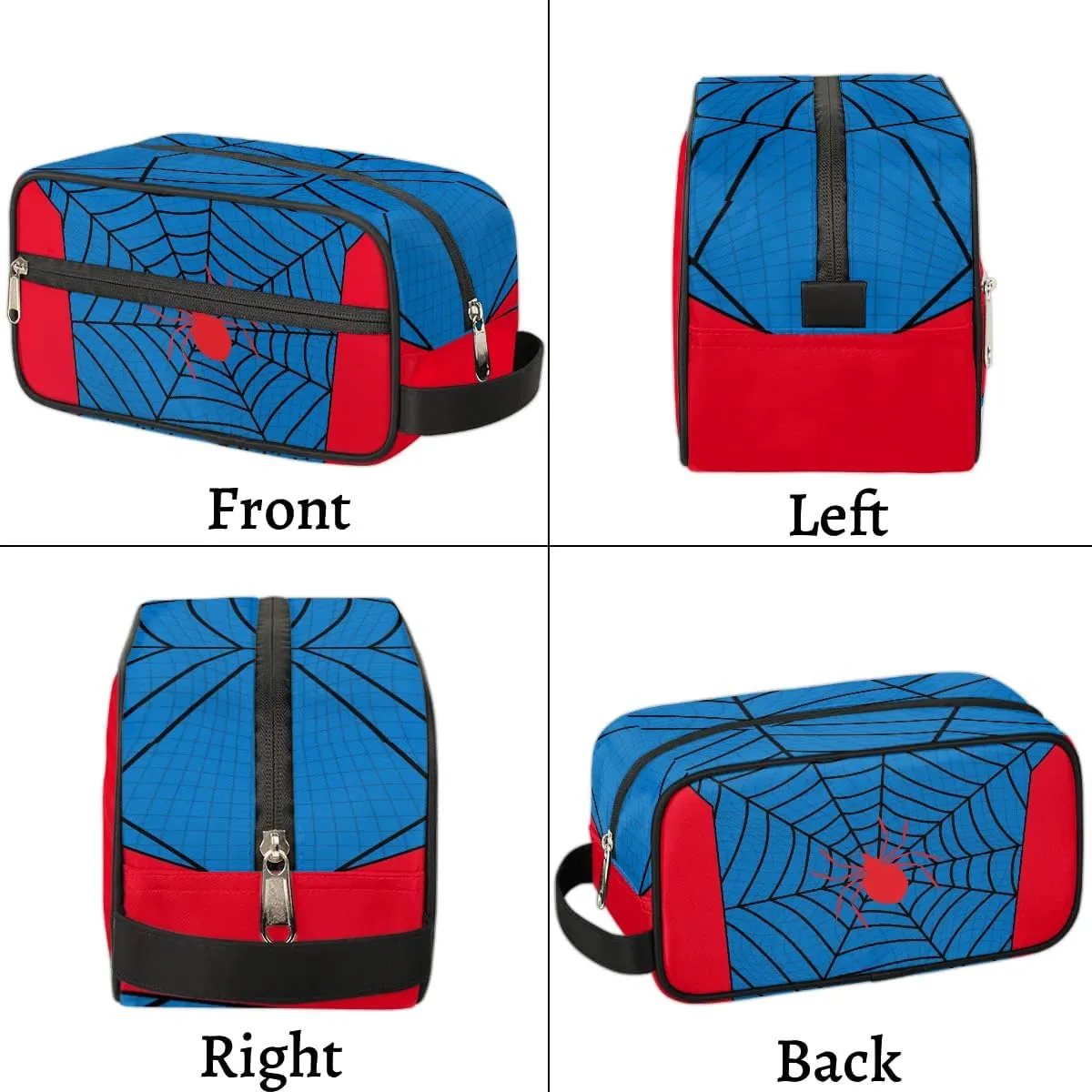 Blue Spider Web Boys Travel Toiletry Bag, Kids Waterproof Hanging Dopp Kit, Wash Bag with Large Capacity for Travel, Sports, Shower