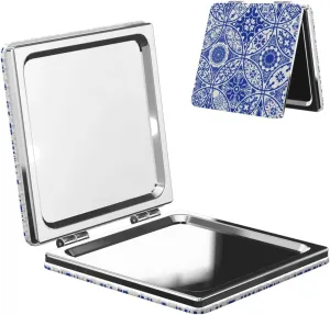 Blue Talavera Women Small Makeup Mirror Portable Pocket Cosmetic Mirror for Travel