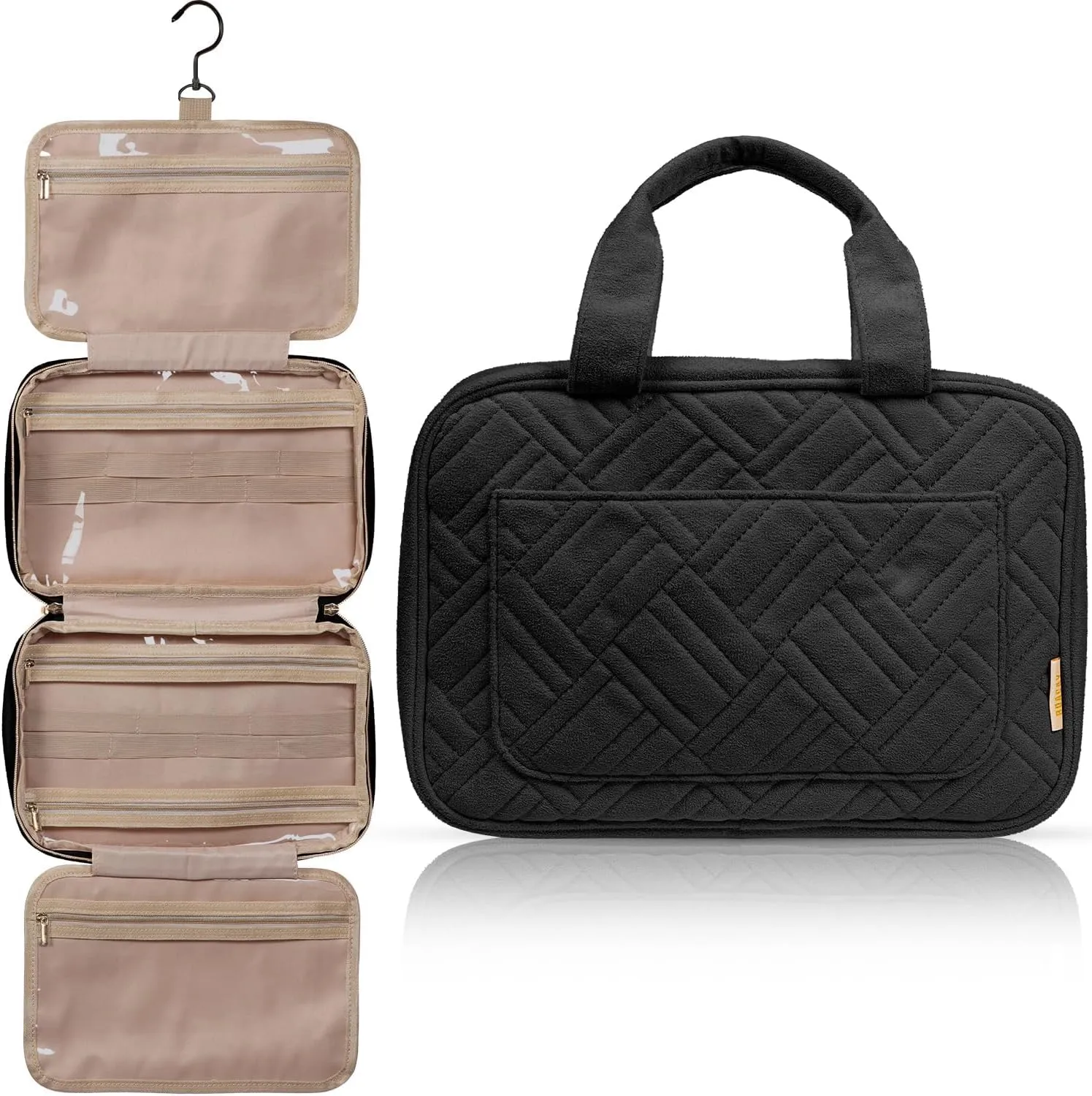 BOACAY Hanging Travel Toiletry Bag for Women, Makeup Bag, Bathroom & Shower Organizer Kit for Accessories, Cosmetics, Travel Essentials