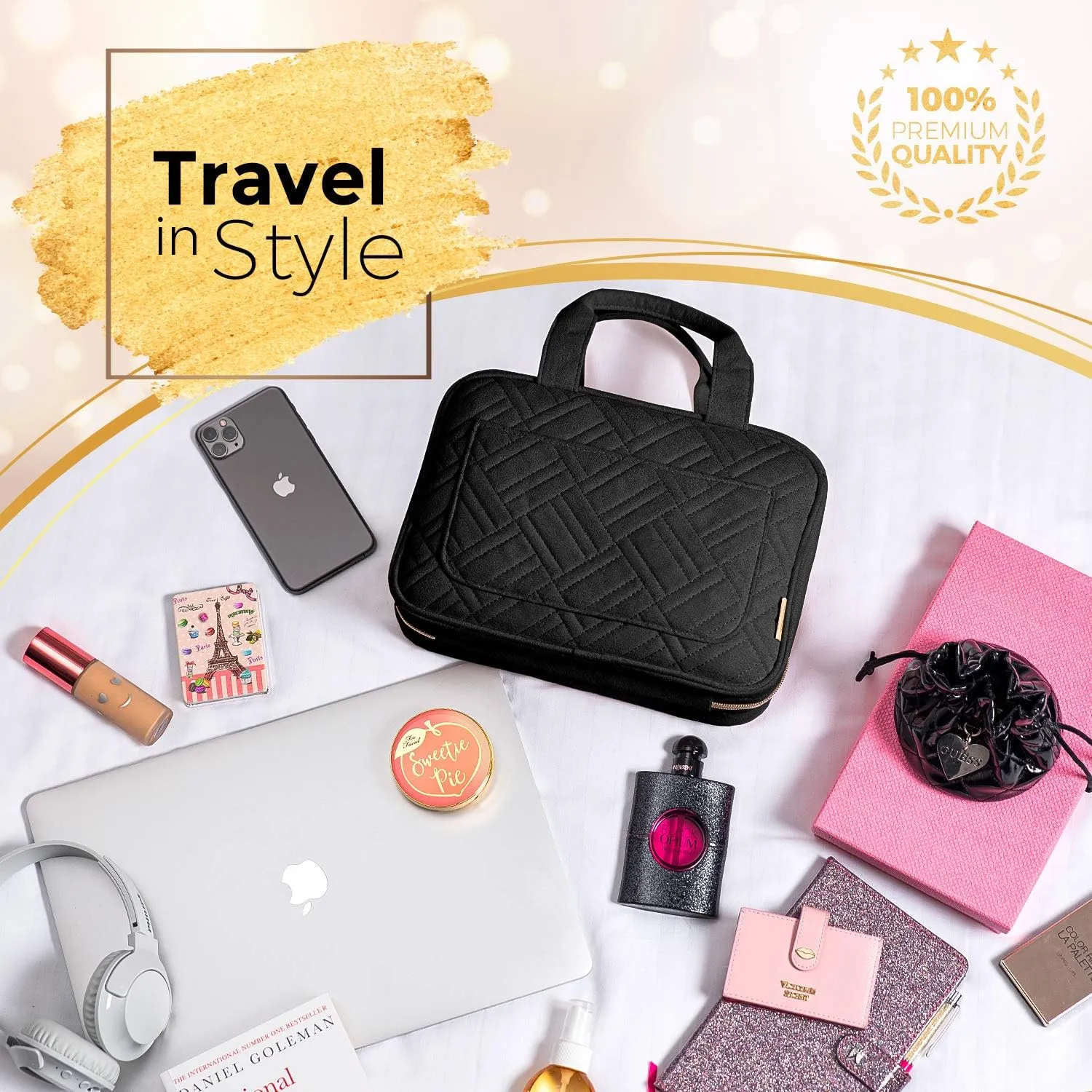 BOACAY Hanging Travel Toiletry Bag for Women, Makeup Bag, Bathroom & Shower Organizer Kit for Accessories, Cosmetics, Travel Essentials