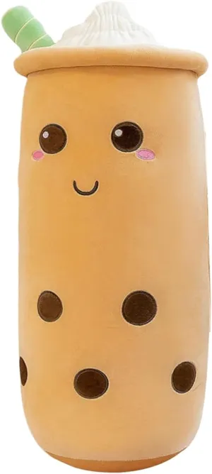 Boba Plush Stuffed Bubble Tea Pillow Soft Adorable Plushies Toys (Brown,23.6inches)