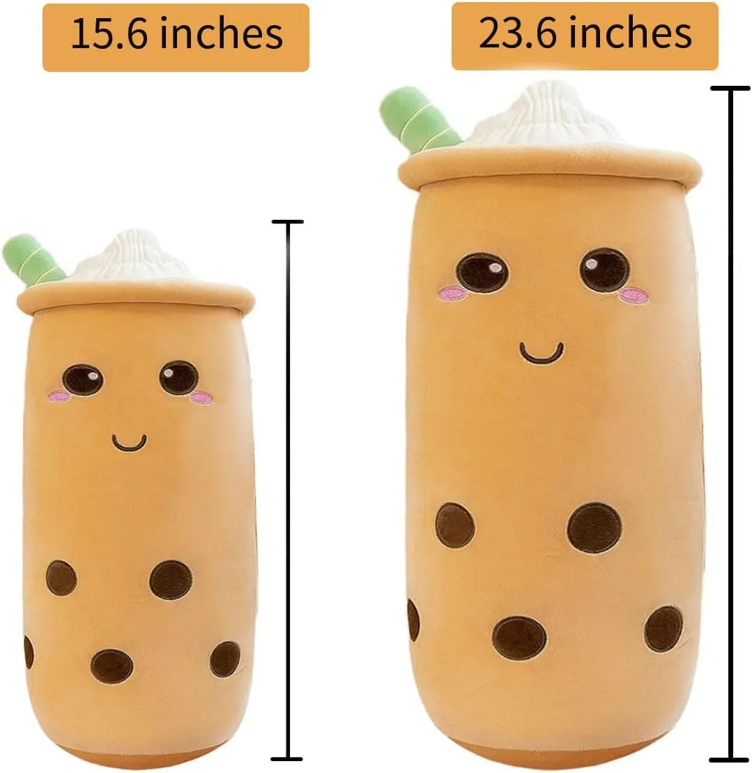 Boba Plush Stuffed Bubble Tea Pillow Soft Adorable Plushies Toys (Brown,23.6inches)