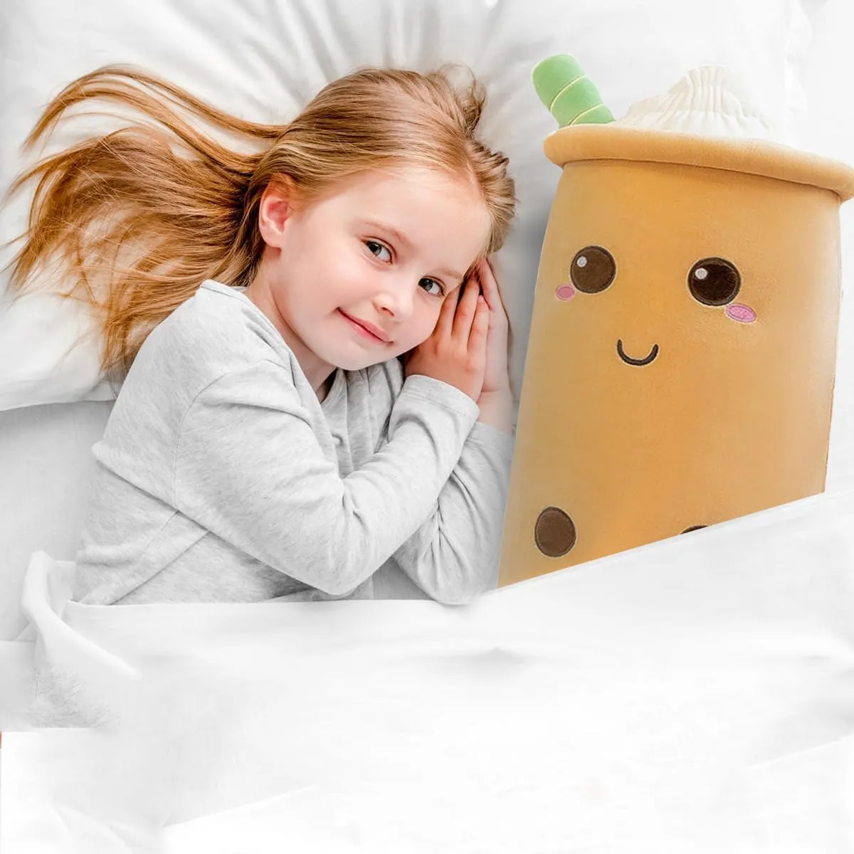 Boba Plush Stuffed Bubble Tea Pillow Soft Adorable Plushies Toys (Brown,23.6inches)