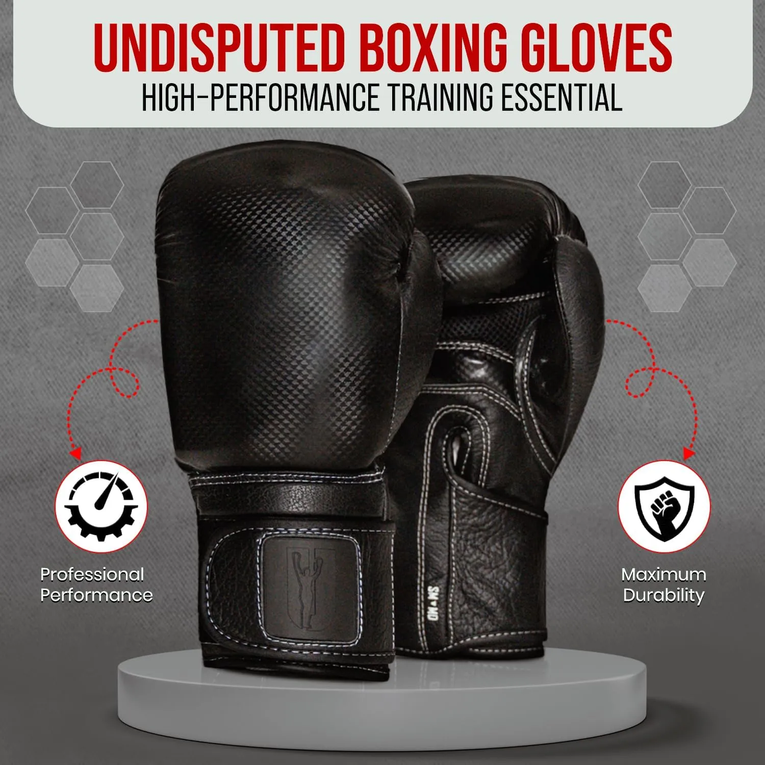 Boxing Gloves - Training Boxing Gloves Design with Black Carbon Fiber & Leather Thumb - Durable Wrist Strap Professional Boxing Gloves for Sparring, Heavy Bag Work, & Muay Thai