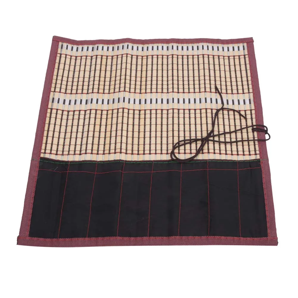 Breathable and Light Weight, Bamboo Calligraphy Paintbrush Holder, Art Brush Roll-Up Bag, Art Supplies
