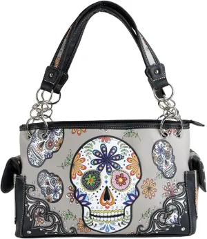 Briomhar Sugar Skull Goth Purse for Women - Day of the Dead Conceal Carry Handbag