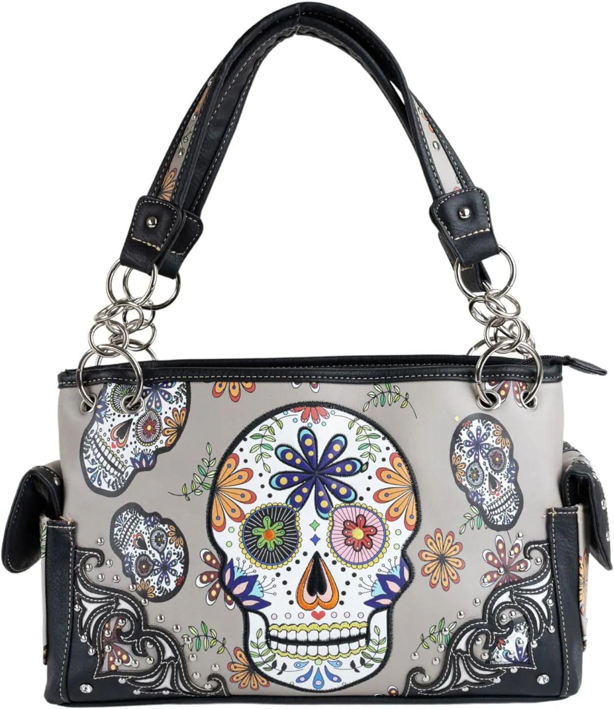 Briomhar Sugar Skull Goth Purse for Women - Day of the Dead Conceal Carry Handbag