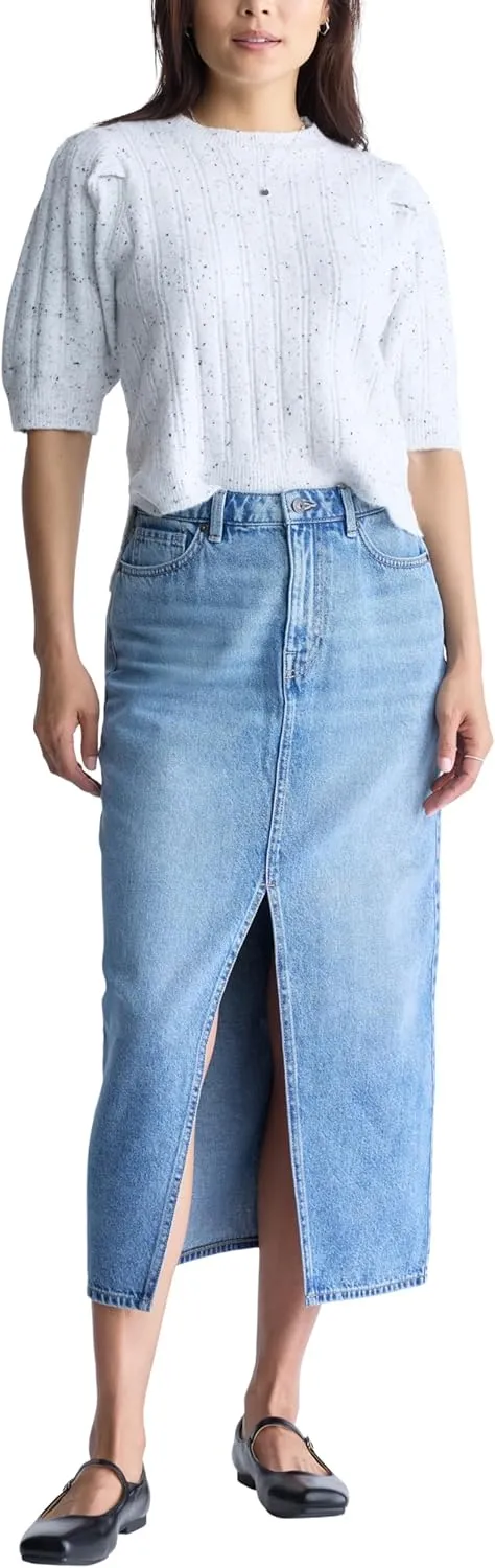 Buffalo David Bitton Women's Samantha High Rise Denim Maxi Skirt with Front Slit
