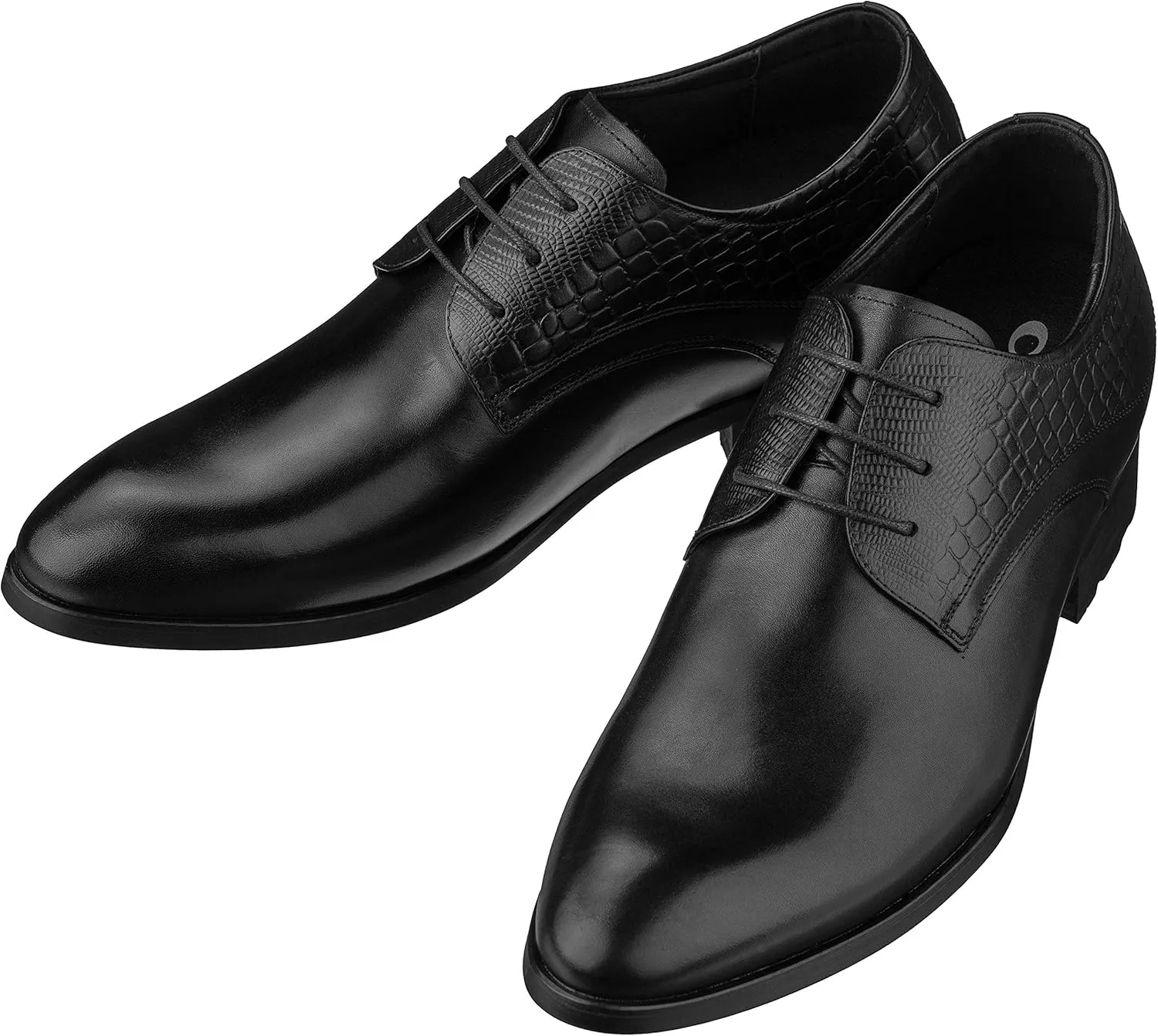CALTO Mens Elevator Shoes 3 Inches Taller - Height Increasing Black Dress Oxfords - A329011 - Discreet Heels Insole Built-in - A329011 - Size 9 D US
