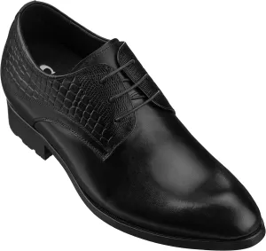 CALTO Mens Elevator Shoes 3 Inches Taller - Height Increasing Black Dress Oxfords - A329011 - Discreet Heels Insole Built-in - A329011 - Size 9 D US