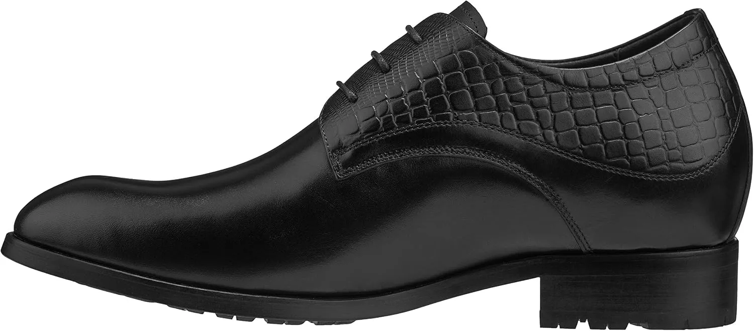 CALTO Mens Elevator Shoes 3 Inches Taller - Height Increasing Black Dress Oxfords - A329011 - Discreet Heels Insole Built-in - A329011 - Size 9 D US
