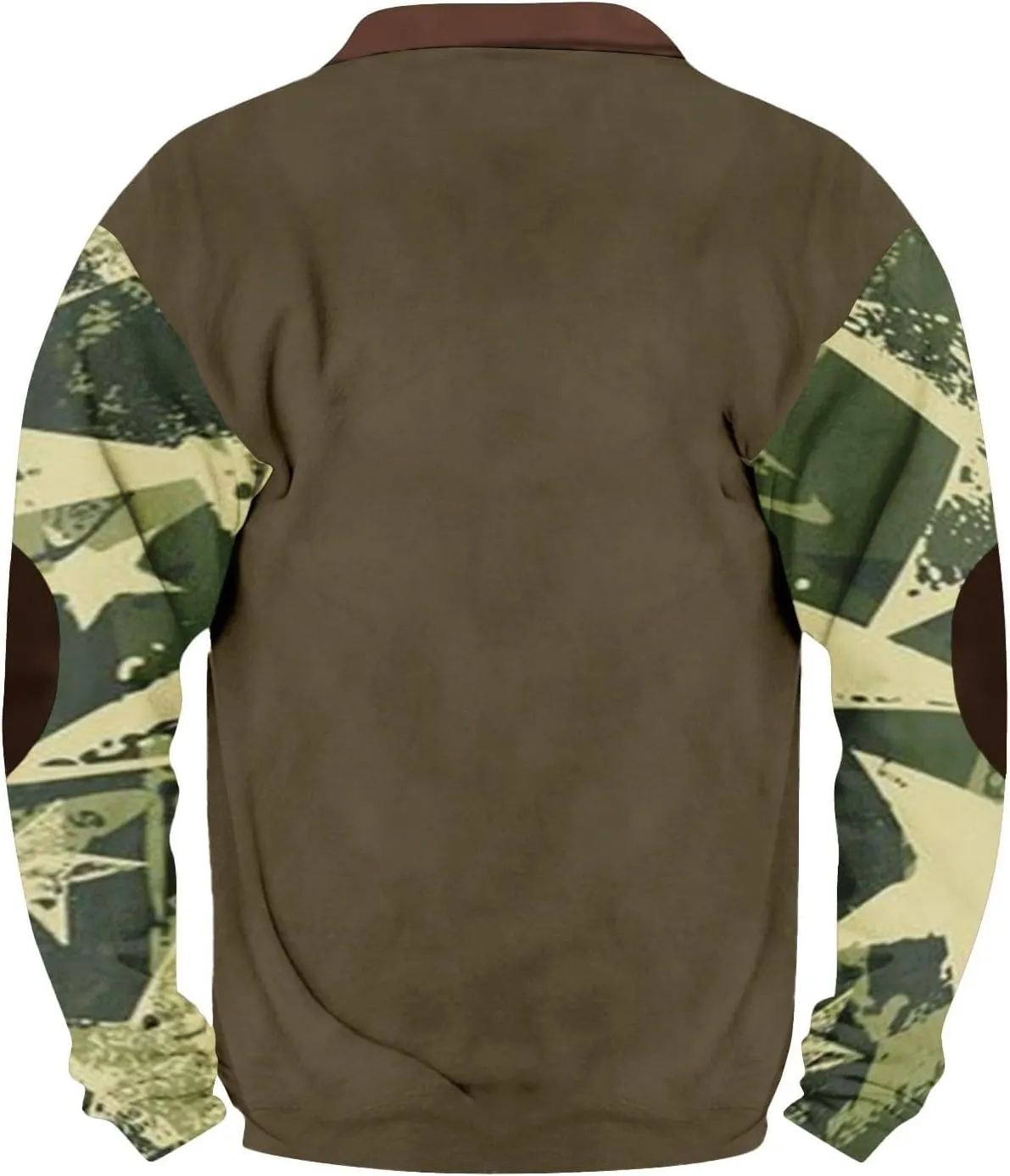 Camo Sweatshirts for Men Quarter Zip Raglan Sleeve Henley Neck Camouflage Vintage Western Pullover Tactical Shirts