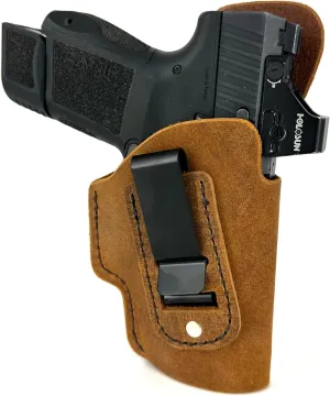 Canik Mete MC9 Holster - Soft Sided Leather Inside The Waistband Holster Designed for Concealed Carry Comfort - 1.5" Metal Belt Clip - Good for Multiple IWB Carry Positions - Made in USA