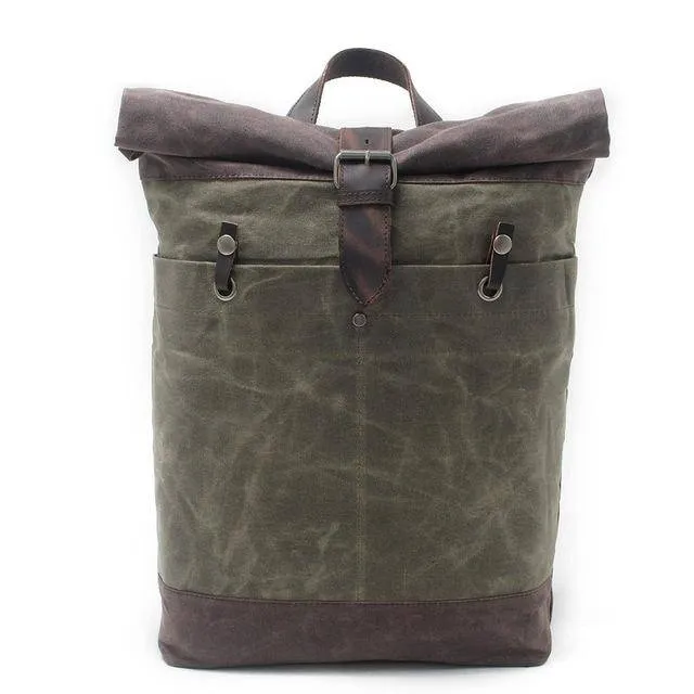 Canvas Leather 15-Inch Hiking Backpack With 20L Capacity