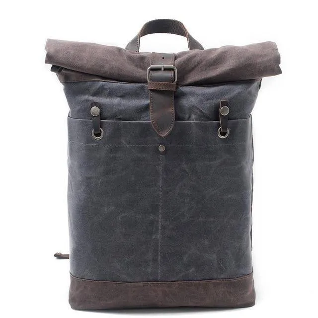 Canvas Leather 15-Inch Hiking Backpack With 20L Capacity