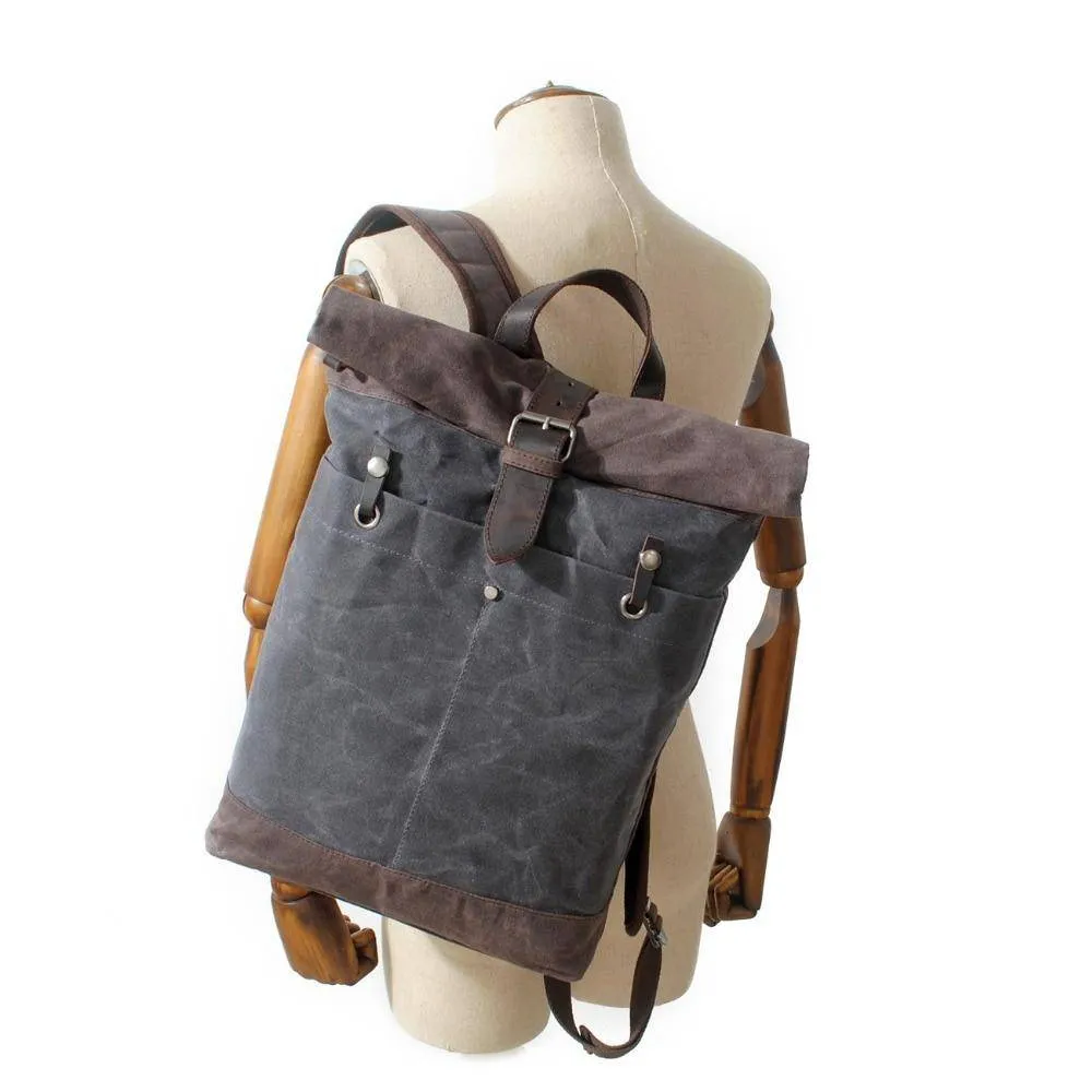 Canvas Leather 15-Inch Hiking Backpack With 20L Capacity