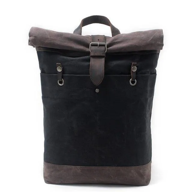 Canvas Leather 15-Inch Hiking Backpack With 20L Capacity