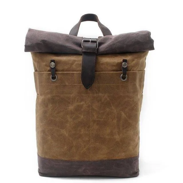 Canvas Leather 15-Inch Hiking Backpack With 20L Capacity