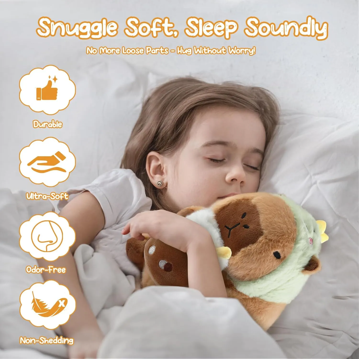 Capybara Plush Pillow Kawaii Soft Stuffed Animals Toy with Dinosaur Hood Cute Capibara Plushie Gifts for Kids Girls Boys Birthday Valentine Room Decor 11 Inch