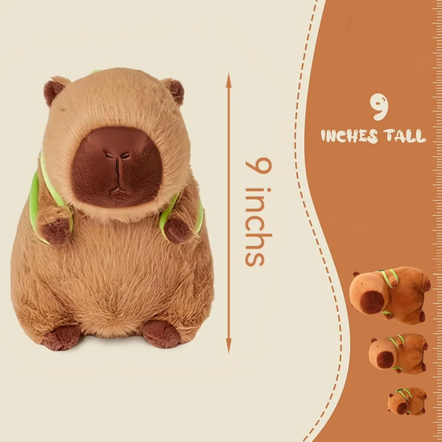 Capybara Stuffed Animals Plushies,Adorable Capybara Plush Toy with Removable Turtle Backpack,Soft Squishy Pillow Doll Toy,Unique Birthday Gifts for Kids Adult