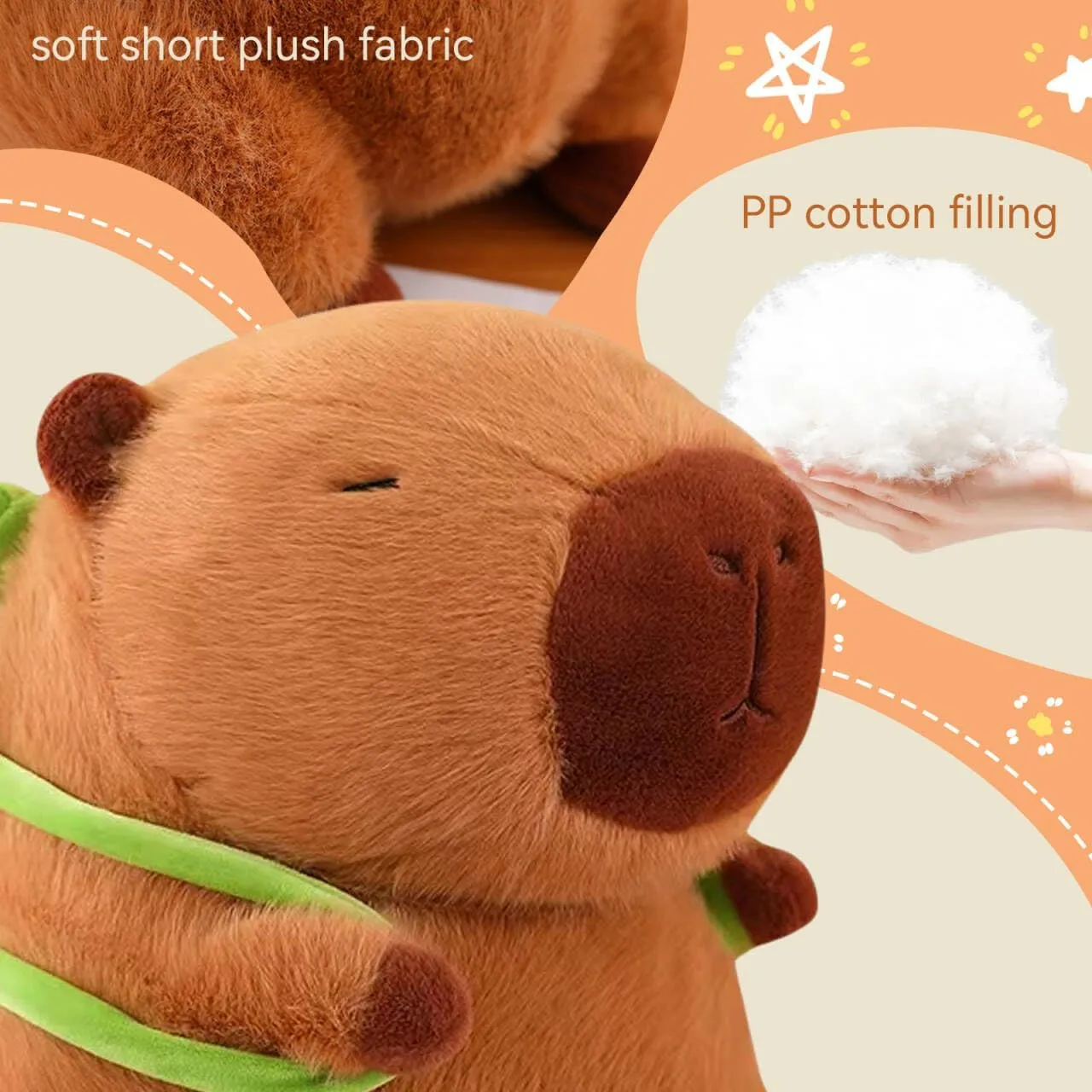 Capybara Stuffed Animals Plushies,Adorable Capybara Plush Toy with Removable Turtle Backpack,Soft Squishy Pillow Doll Toy,Unique Birthday Gifts for Kids Adult