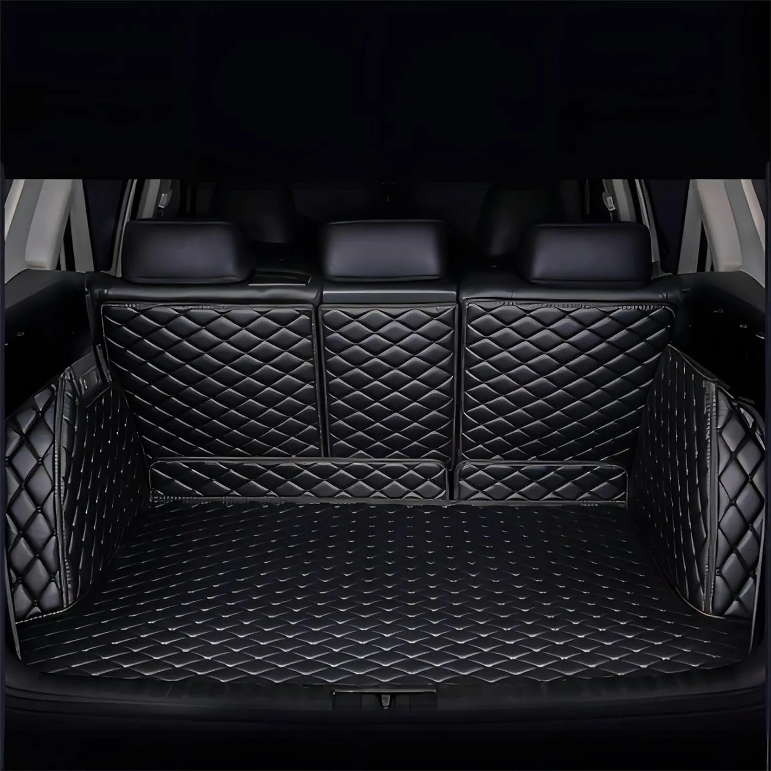 Car Boot Liners for Mitsubishi Eclipse Cross 2018-2023 2024, Full Coverage Leather Boot Mats Waterproof Anti-Scratch Car Boot Protector Accessories,Black