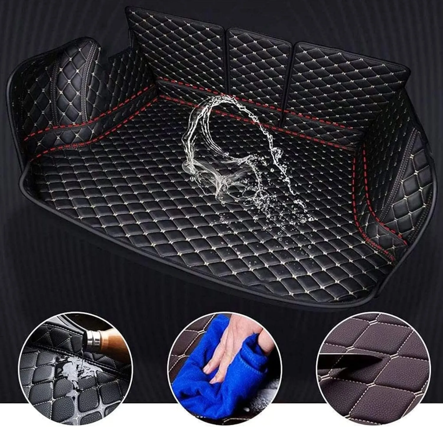 Car Boot Liners for Mitsubishi Eclipse Cross 2018-2023 2024, Full Coverage Leather Boot Mats Waterproof Anti-Scratch Car Boot Protector Accessories,Black