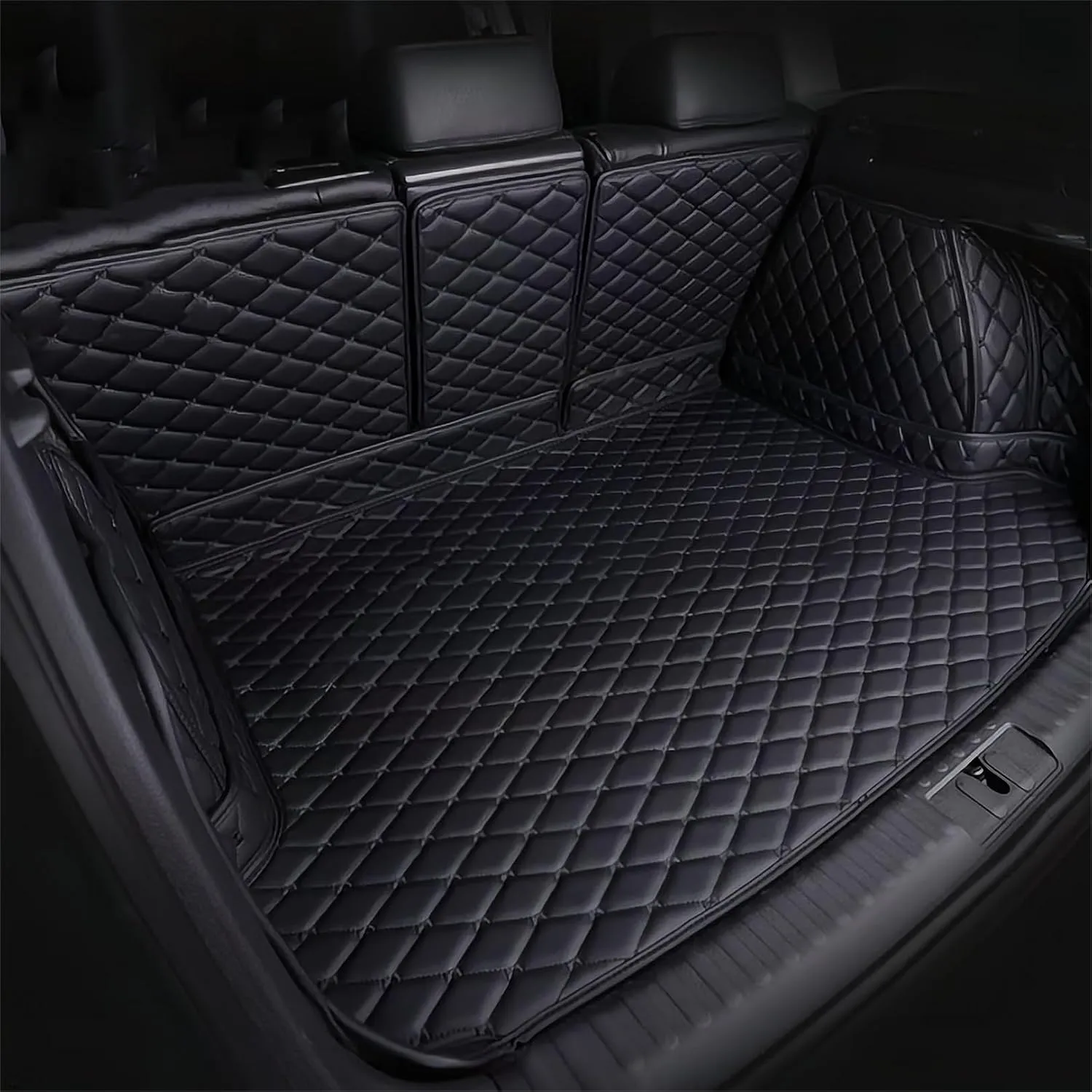 Car Boot Liners for Mitsubishi Eclipse Cross 2018-2023 2024, Full Coverage Leather Boot Mats Waterproof Anti-Scratch Car Boot Protector Accessories,Black