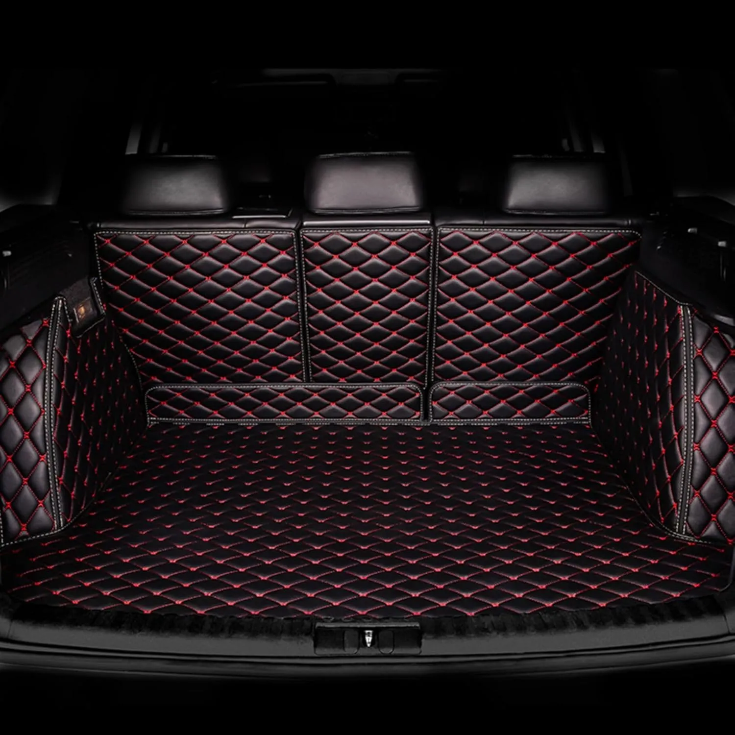 Car Boot Liners for Mitsubishi Eclipse Cross (Facelift 2021) 2021 2022, Full Coverage Leather Boot Mats Waterproof Anti-Scratch Car Boot Protector Accessories,Black-Red