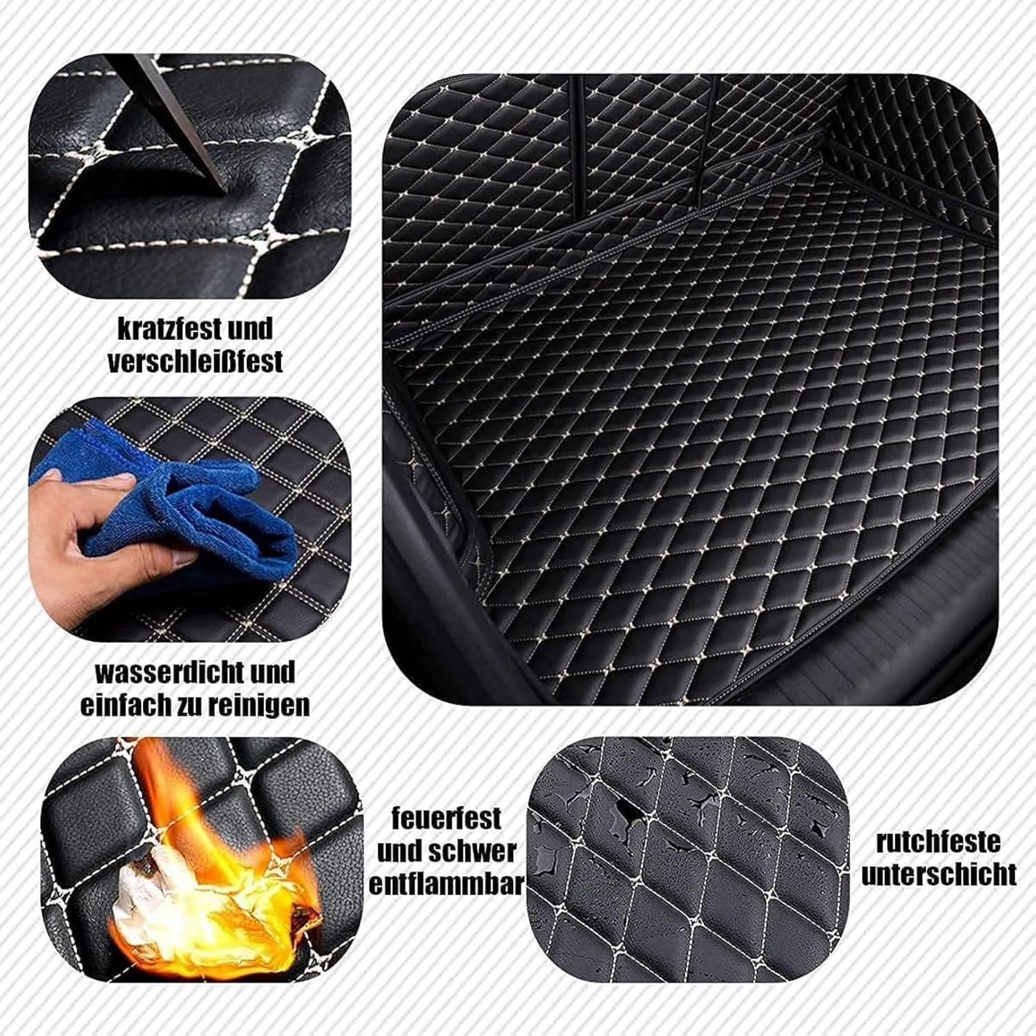 Car Boot Liners for Mitsubishi Eclipse Cross (Facelift 2021) 2021 2022, Full Coverage Leather Boot Mats Waterproof Anti-Scratch Car Boot Protector Accessories,Black-Red