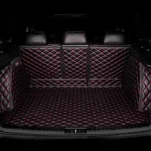 Car Boot Liners for Mitsubishi Eclipse Cross (Facelift 2021) 2021 2022, Full Coverage Leather Boot Mats Waterproof Anti-Scratch Car Boot Protector Accessories,Black-Red