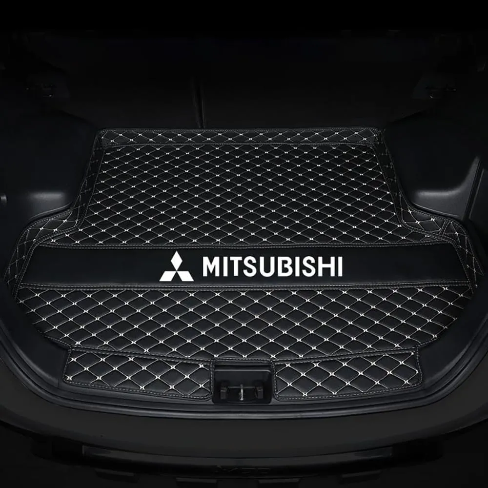 Car Boot Mats, for Mitsubishi Mirage VI Hatchback 2012-2016 Rear Trunk Storage Cargo Anti-Scratch Protector Tray Cover Liner, Auto Accessories,D-Black White