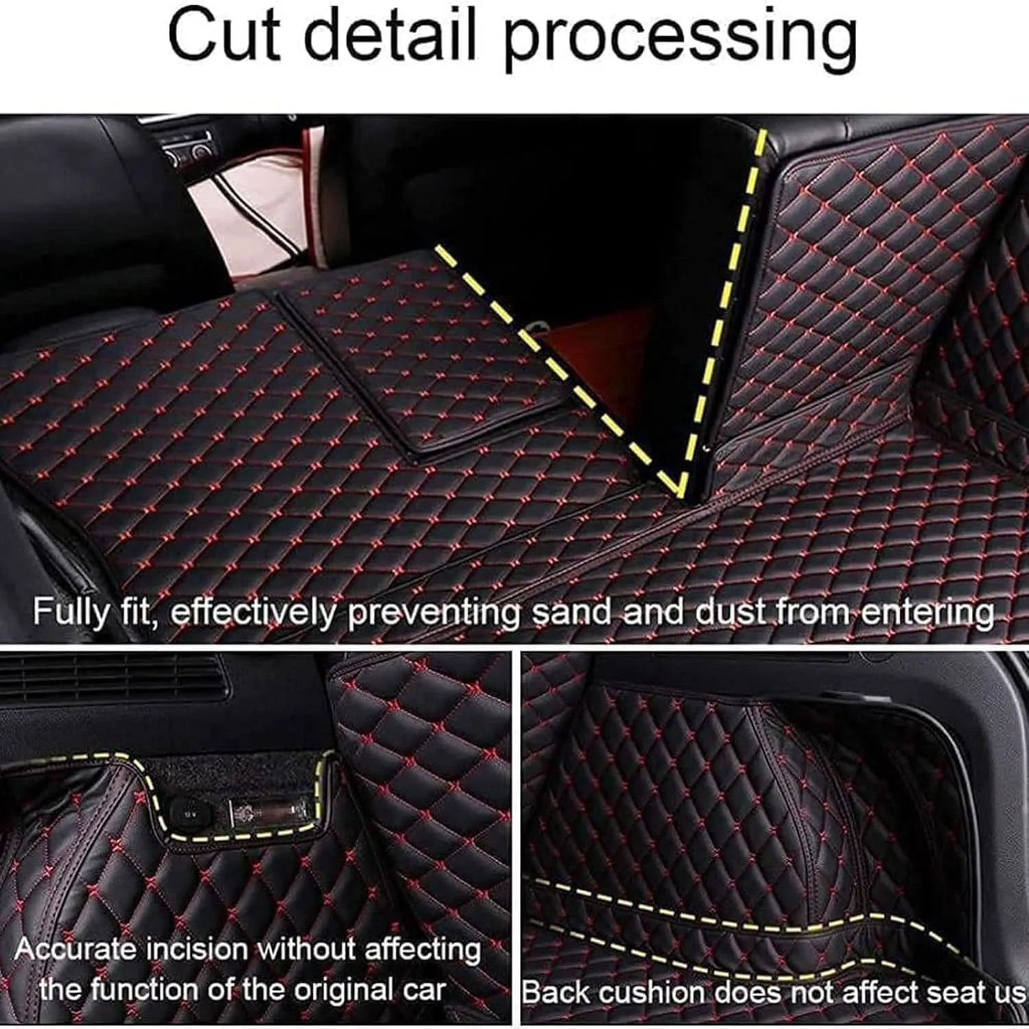 Car Full Coverage Cargo Liners for Nissan X-Trail III (T32) 2014-2018 2019 2020 2021 7-seat, Leather Boot Mats Waterproof Anti-Scratch Car Boot Protector Accessories,Red