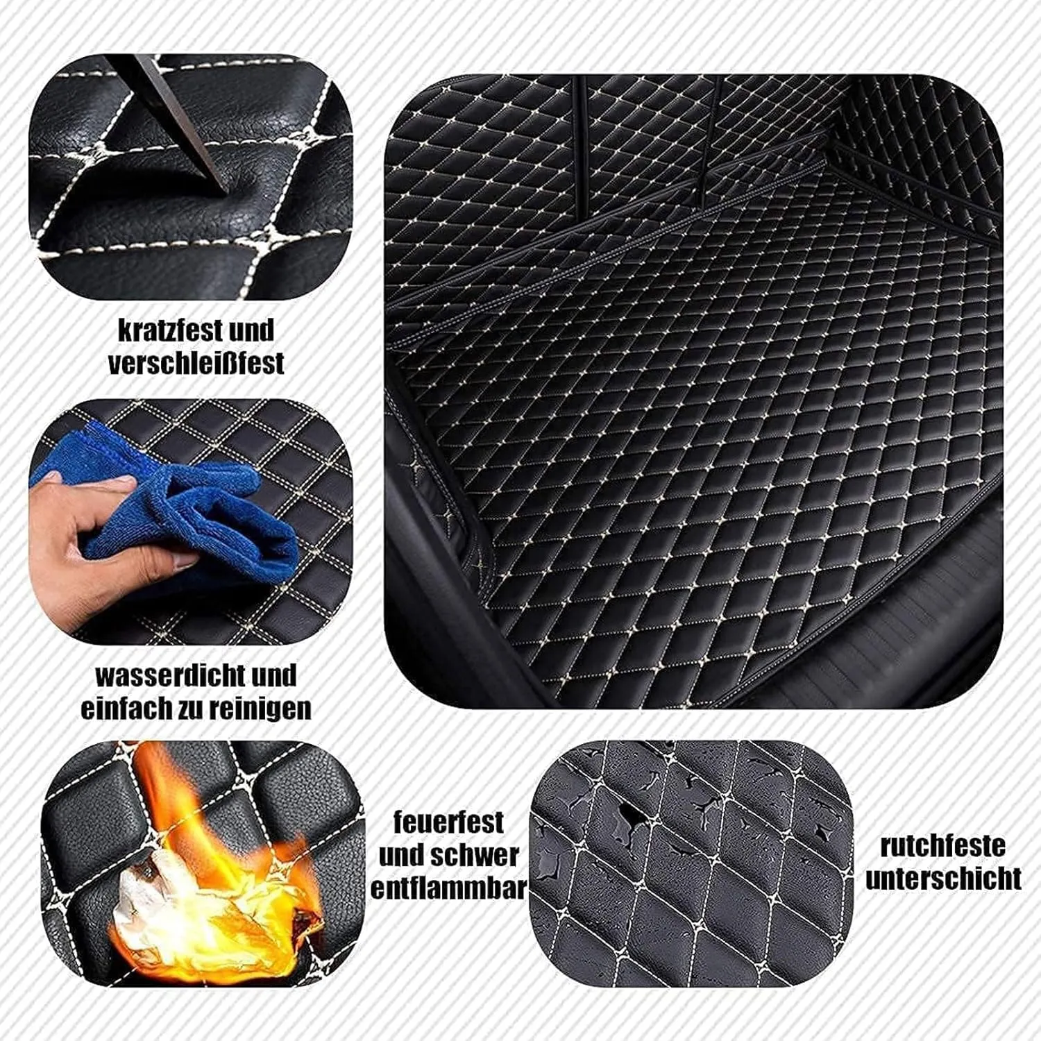 Car Full Coverage Cargo Liners for Nissan X-Trail III (T32) 2014-2018 2019 2020 2021 7-seat, Leather Boot Mats Waterproof Anti-Scratch Car Boot Protector Accessories,Red