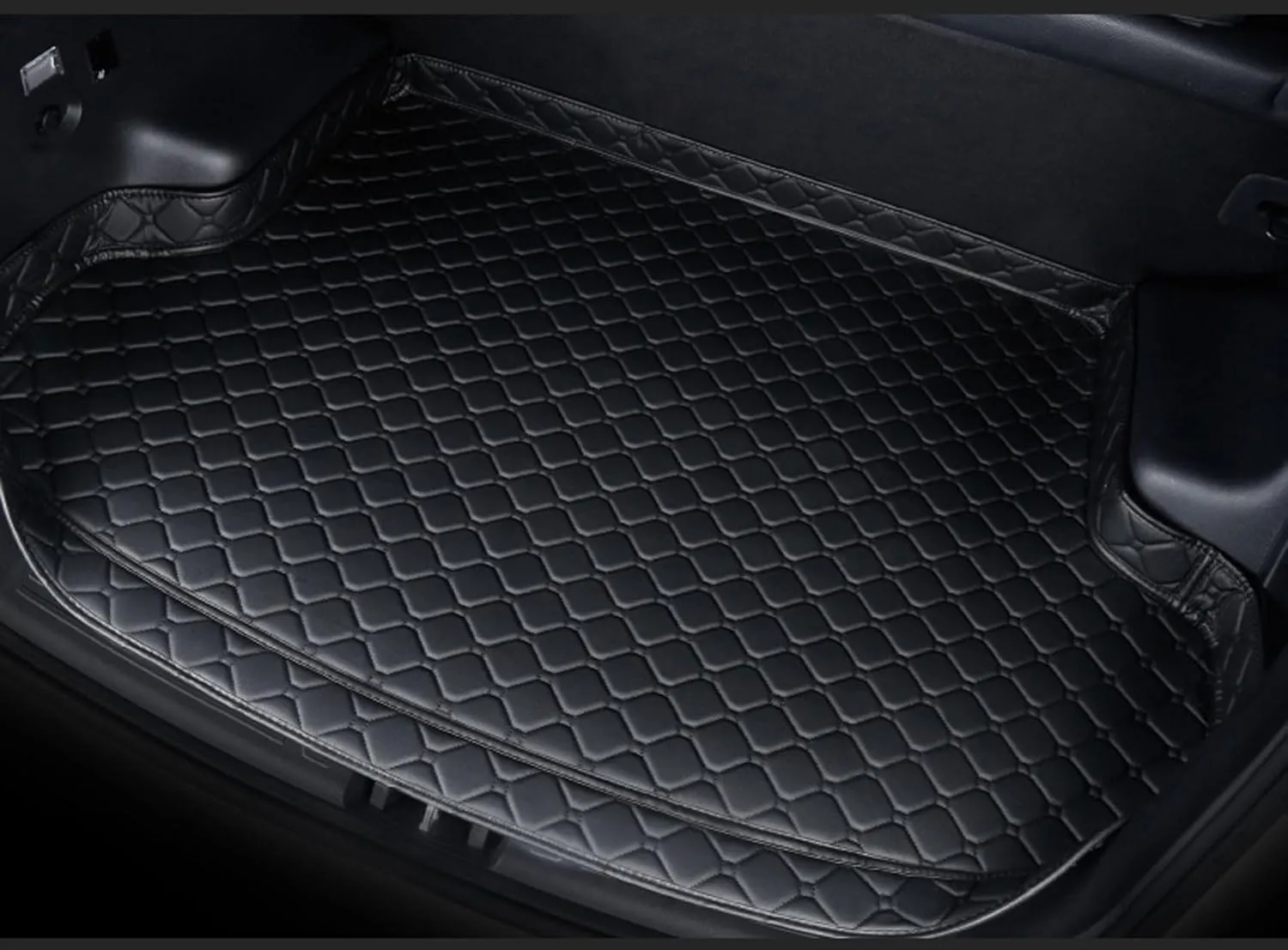 Car Leather Cargo Liners for Genesis G80 EV Pure Electric 2023 2024, Full Coverage Rear Trunk Liner Mats Waterproof Anti-Scratch Protector Pad,Black