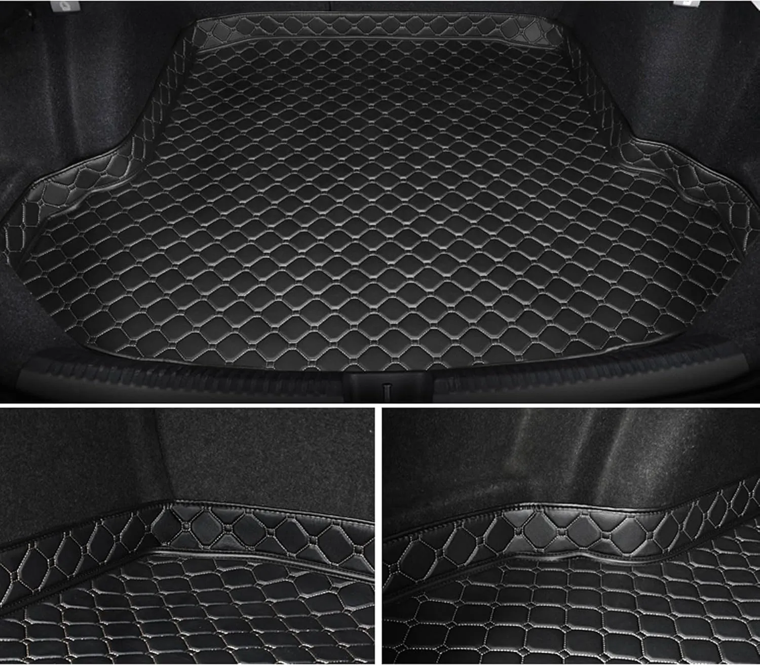 Car Leather Cargo Liners for Genesis G80 EV Pure Electric 2023 2024, Full Coverage Rear Trunk Liner Mats Waterproof Anti-Scratch Protector Pad,Black
