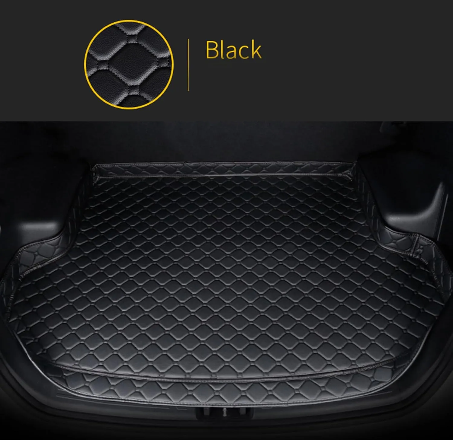 Car Leather Cargo Liners for Genesis G80 EV Pure Electric 2023 2024, Full Coverage Rear Trunk Liner Mats Waterproof Anti-Scratch Protector Pad,Black