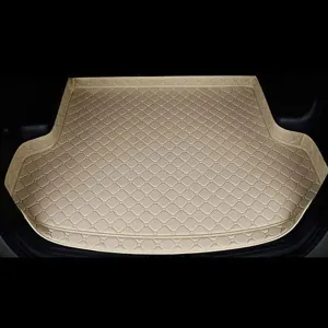 Car Leather Trunk Cargo Mat for Mitsubishi Mirage VI Hatchback 2019, Boot Liner Mats Cargo Tray Protector Carpet All Weather Waterproof Anti-Slip Accessories,A/Beige