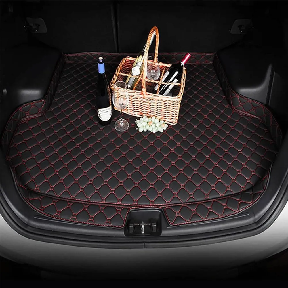 Car Leather Trunk Cargo Mat for Mitsubishi Mirage VI Hatchback 2019, Boot Liner Mats Cargo Tray Protector Carpet All Weather Waterproof Anti-Slip Accessories,A/Beige