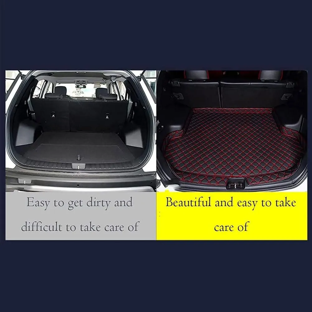 Car Leather Trunk Cargo Mat for Mitsubishi Mirage VI Hatchback 2019, Boot Liner Mats Cargo Tray Protector Carpet All Weather Waterproof Anti-Slip Accessories,A/Beige